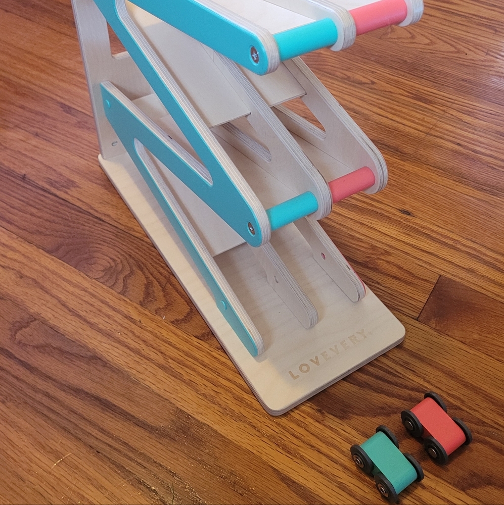LOVERY Wooden Ramp Racer - Blue and Pink